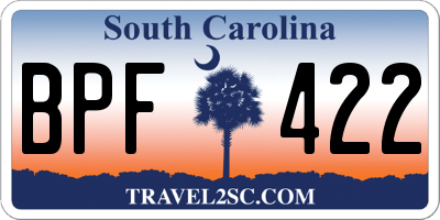 SC license plate BPF422