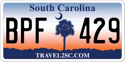 SC license plate BPF429