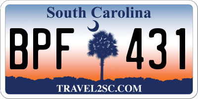 SC license plate BPF431