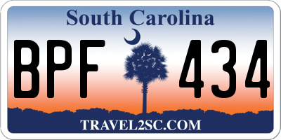 SC license plate BPF434
