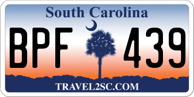 SC license plate BPF439
