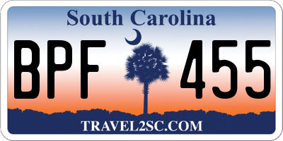 SC license plate BPF455