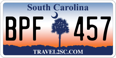 SC license plate BPF457