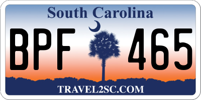 SC license plate BPF465