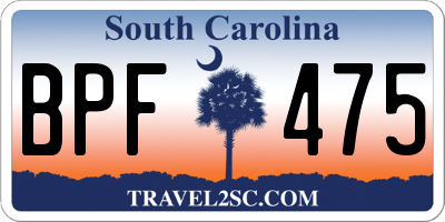 SC license plate BPF475