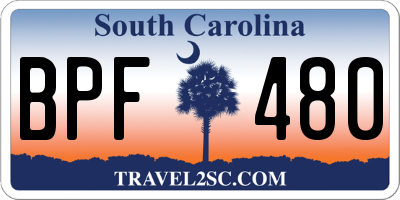SC license plate BPF480