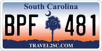 SC license plate BPF481