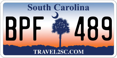 SC license plate BPF489