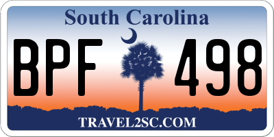 SC license plate BPF498