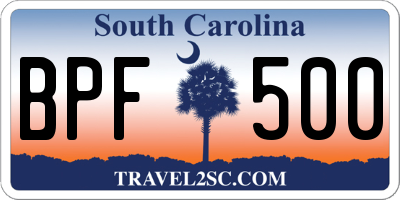 SC license plate BPF500