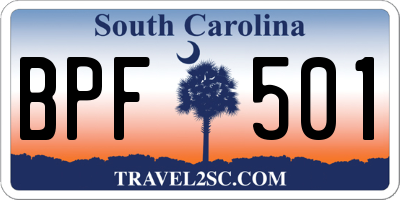 SC license plate BPF501