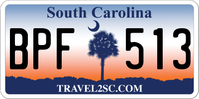 SC license plate BPF513