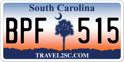 SC license plate BPF515