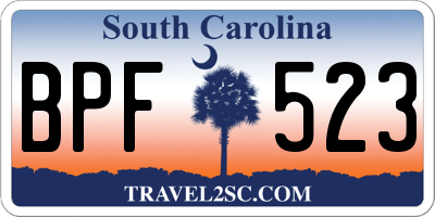 SC license plate BPF523