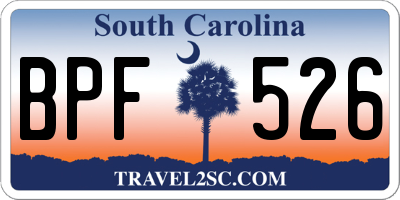 SC license plate BPF526