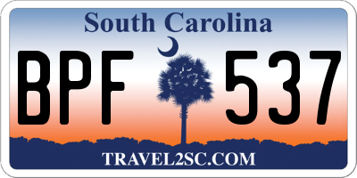SC license plate BPF537
