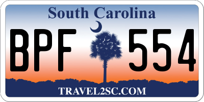SC license plate BPF554