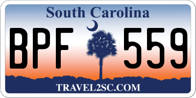 SC license plate BPF559