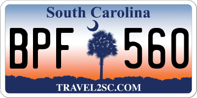 SC license plate BPF560