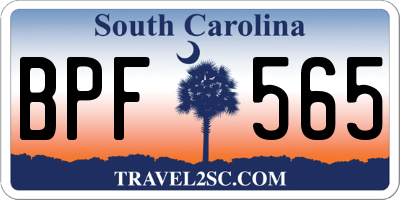 SC license plate BPF565