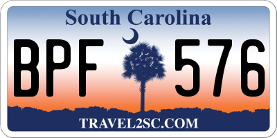 SC license plate BPF576