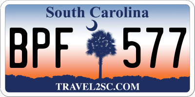 SC license plate BPF577