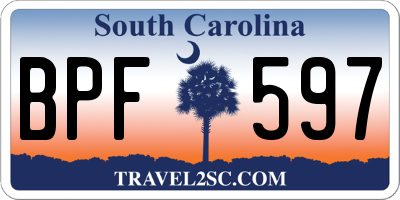 SC license plate BPF597