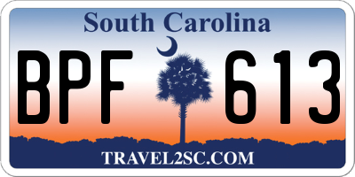 SC license plate BPF613