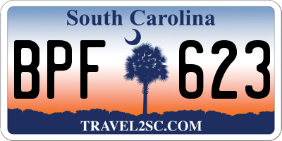 SC license plate BPF623