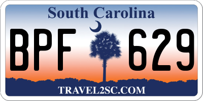 SC license plate BPF629