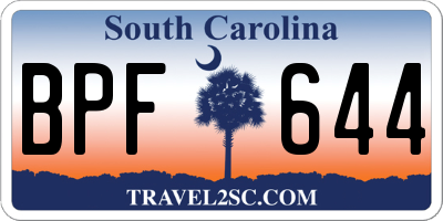 SC license plate BPF644