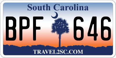 SC license plate BPF646