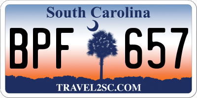 SC license plate BPF657