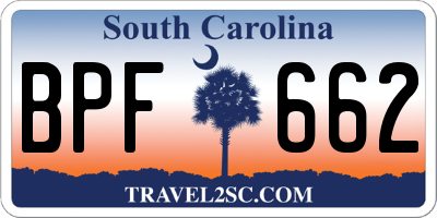 SC license plate BPF662