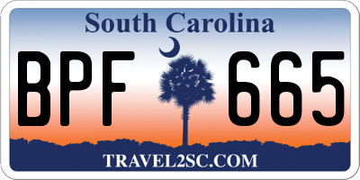 SC license plate BPF665