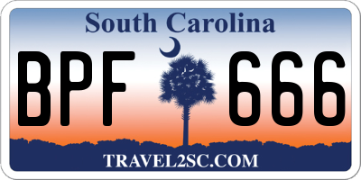 SC license plate BPF666