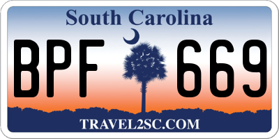 SC license plate BPF669