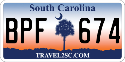 SC license plate BPF674