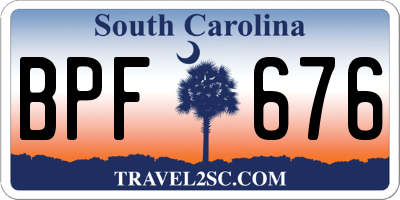 SC license plate BPF676