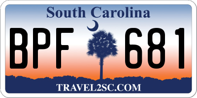 SC license plate BPF681