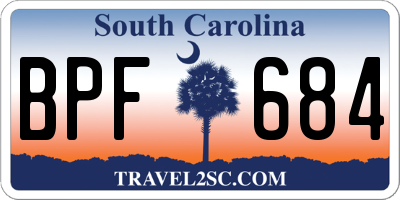 SC license plate BPF684
