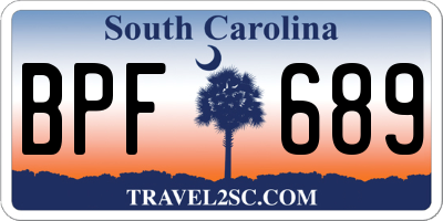 SC license plate BPF689