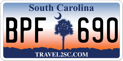 SC license plate BPF690