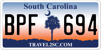 SC license plate BPF694