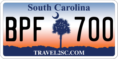 SC license plate BPF700