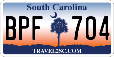 SC license plate BPF704