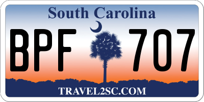 SC license plate BPF707