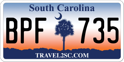 SC license plate BPF735