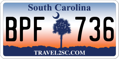 SC license plate BPF736