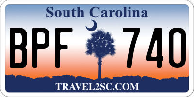 SC license plate BPF740